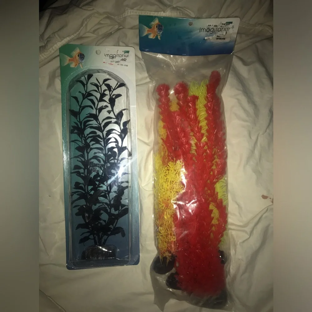 Imagitarium Aquatic Colorful Plants Red Yellow 4 Pack & Green Single Pack New